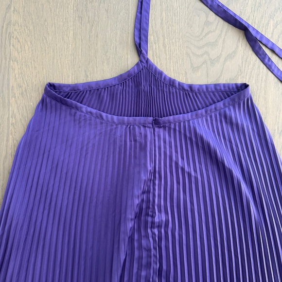 L'IDEE Deesse Purple Pleated Halter Maxi Dress Viola US 8 - Picture 9 of 10